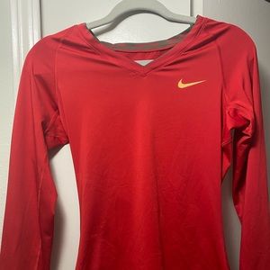 Nike pro women’s athletic long sleeve shirt red
